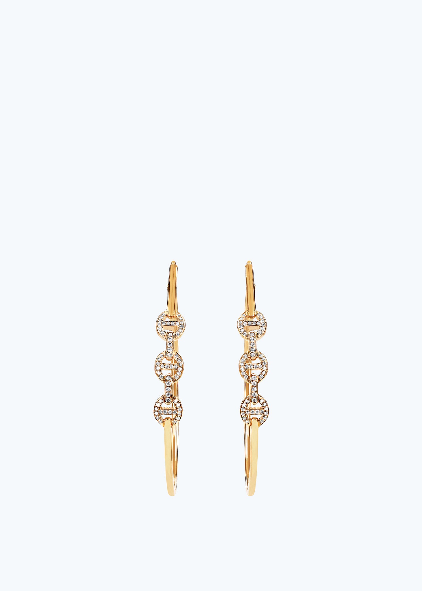18k Yellow Gold Hoop Earrings with Diamonds