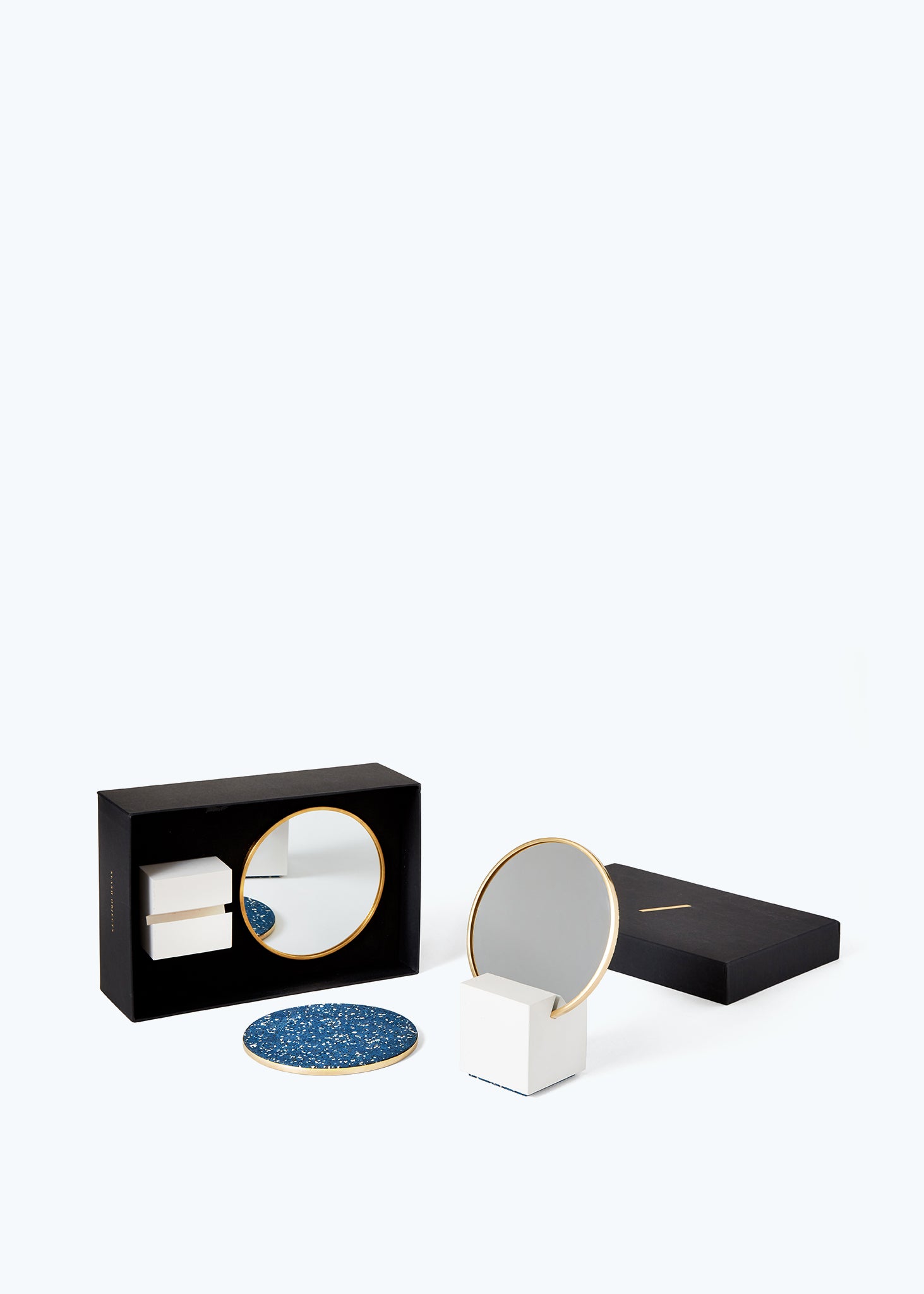 White Base and Royal Blue Rubber Vanity Mirror